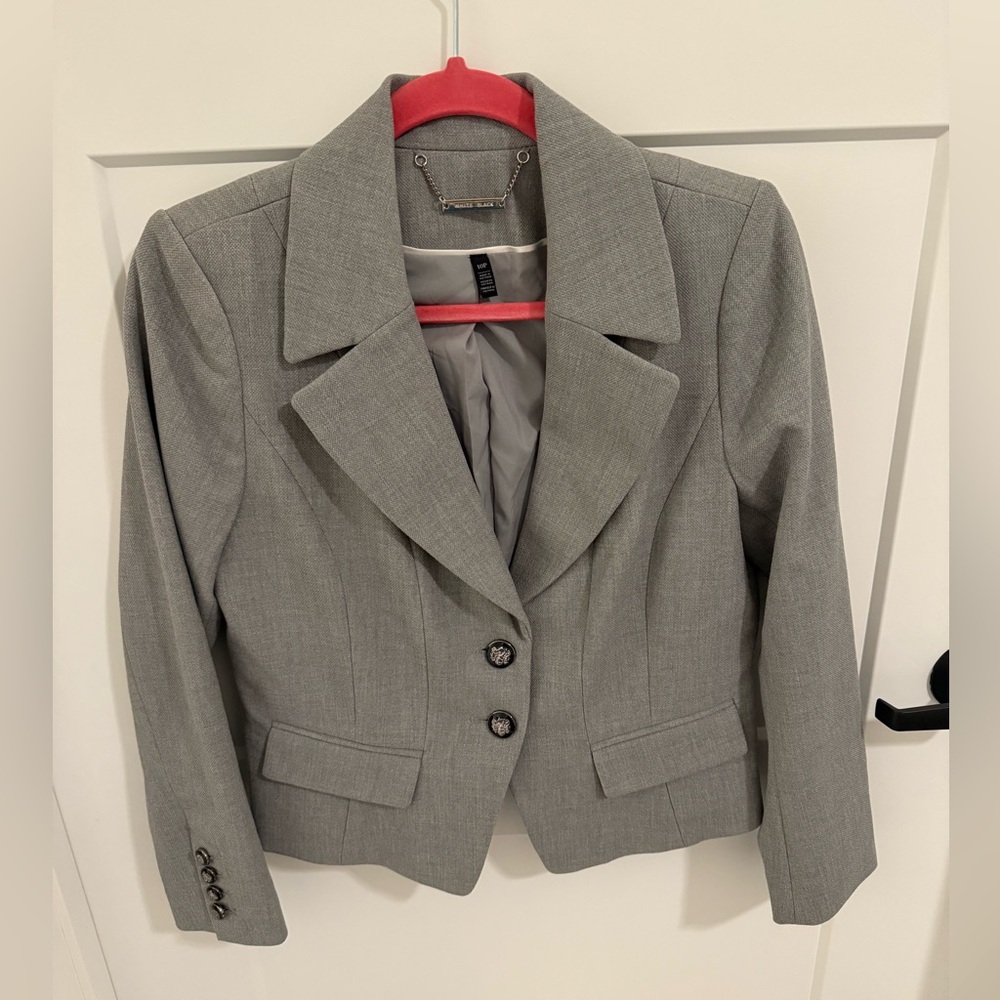 White Black Gray Cropped Blazer Jacket Petite Career Office Size 10P